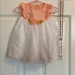 Coral and White Infant Dress
